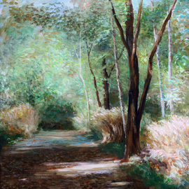 Vladimir Volosov: 'alley', 1999 Oil Painting, Landscape. Artist Description:        There is no doubt that visual art is a powerful medium. It has the ability to inspire and to move us deeply.When I create my piece, I wish to convey the emotions I feel for the scene or objects to the viewer. I want the viewer to ...