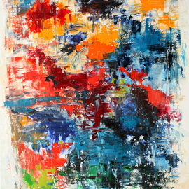 Vladimir Volosov: 'anxiety unrest', 2020 Oil Painting, Abstract. Artist Description:  The painting aEURoeAnxiety, Unrest. aEUR It is an aggressive concentration of colored spots, of various shapes and sizes, which, in the mind of the author, represent discomfort and distress in the viewer. The edges of the canvas are intentionally left blank, which forces the viewer to not look at ...