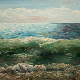 Vladimir Volosov: 'atlantic ocean', 2012 Oil Painting, Marine. Artist Description:     This is an original unique textured oil painting on  Nanvas on a wooden underframe.  Painted with a palette knife. Original Artist Style aEUR
