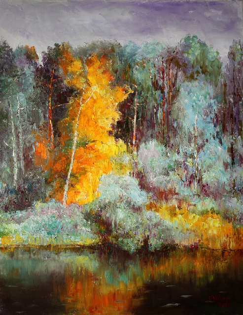 Artist Vladimir Volosov. 'Autumn Forest' Artwork Image, Created in 2017, Original Calligraphy. #art #artist