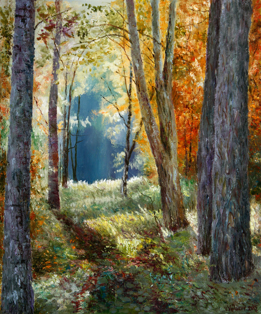 Artist Vladimir Volosov. 'Autumn Morning' Artwork Image, Created in 2015, Original Painting Oil. #art #artist