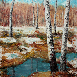 Vladimir Volosov: 'awating spring', 2022 Oil Painting, Marine. Artist Description:      This artwork is an original unique terxtured oil painting on canvas on a wooden frame, painted using a palette knife. Original artistaEURtms style aEUR