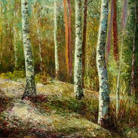 Vladimir Volosov: 'birches birches', 2018 Oil Painting, Landscape. Artist Description:        There is no doubt that visual art is a powerful medium. It has the ability to inspire and to move us deeply.The author s goal to engage the viewer in the creative process. He invites the viewer to go their own way and become a co- author, ...