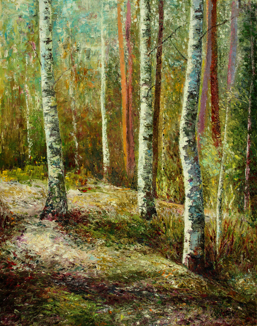 Artist Vladimir Volosov. 'Birches Forest' Artwork Image, Created in 2019, Original Calligraphy. #art #artist