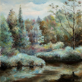 Vladimir Volosov: 'blue forest', 2005 Oil Painting, Impressionism. Artist Description:        There is no doubt that visual art is a powerful medium. It has the ability to inspire and to move us deeply.When I create my piece, I wish to convey the emotions I feel for the scene or objects to the viewer. I want the viewer to ...