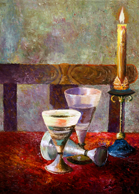 Artist Vladimir Volosov. 'Candle On The Table' Artwork Image, Created in 2011, Original Painting Oil. #art #artist