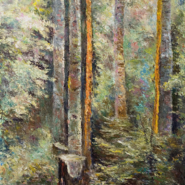 Vladimir Volosov: 'edge of the wood', 2006 Oil Painting, Landscape. Artist Description: The author s style is lyrical realism impressionism.  It is Textured and multilayered painting.  Made with Oil on canvas. Undoubtedly, fine art is a powerful medium.  It has the ability to inspire and touch us deeply.  For me, the process of creating a picture is transcendent, I completely ...