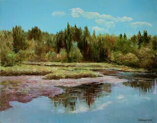 Vladimir Volosov: 'forest lake', 2022 Oil Painting, Impressionism. Volosov Vladimir is an experienced Russian painter based in Boston. After an accomplished career at the forefront of modern physics - as a PhD scientist and professor, he turned to visual arts after years of strenuous study of the earth s fragility, which led to his realisation of the sacredness of ...