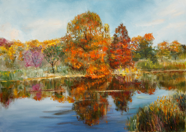 Artist Vladimir Volosov. 'Golden Autumn' Artwork Image, Created in 2014, Original Painting Oil. #art #artist