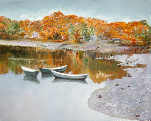 Artist Vladimir Volosov. 'Golden Autumn In New England' Artwork Image, Created in 2012, Original Painting Oil. #art #artist