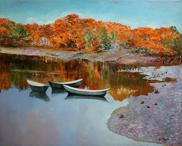 Artist Vladimir Volosov. 'Golden Autumn In New England' Artwork Image, Created in 2012, Original Calligraphy. #art #artist