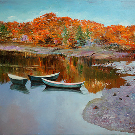 Vladimir Volosov: 'golden autumn in new england', 2013 Oil Painting, Landscape. Artist Description:        There is no doubt that visual art is a powerful medium. It has the ability to inspire and to move us deeply.When I create my piece, I wish to convey the emotions I feel for the scene or objects to the viewer. I want the viewer to ...