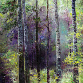 Vladimir Volosov: 'in dark blue forest', 2018 Oil Painting, Landscape. Artist Description: I offer free shipping across the planet as my gift to you   the buyer        There is no doubt that visual art is a powerful medium. It has the ability to inspire and to move us deeply.The author s goal to engage the viewer in the creative process. ...