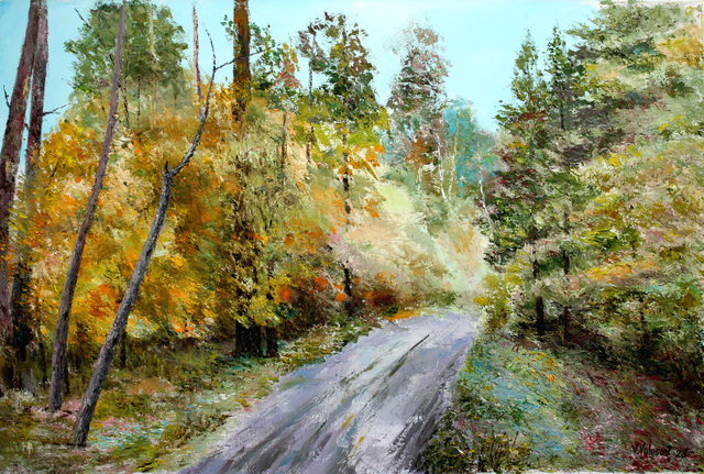 Artist Vladimir Volosov. 'In The Autumn Forest' Artwork Image, Created in 2023, Original Calligraphy. #art #artist