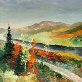 Vladimir Volosov: 'karelian mountains', 2008 Oil Painting, Landscape. Artist Description: Before I picked up the brush, I spent 30 years researching the nature of color and light, through my profession as a doctor of physics, and one of the inventors of a new science - laser and non- linear optics. At 53 years of age, I left the world ...
