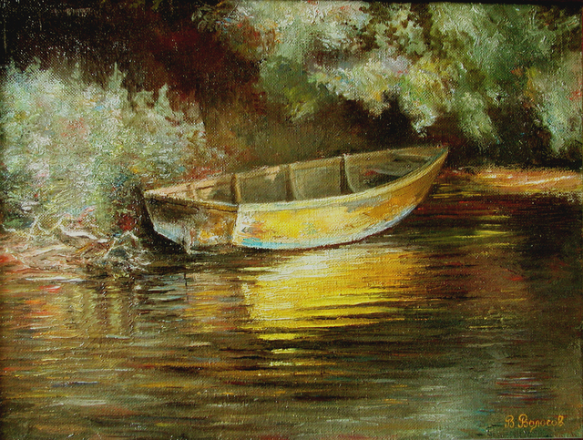 Vladimir Volosov  'Old Boat', created in 1994, Original Calligraphy.