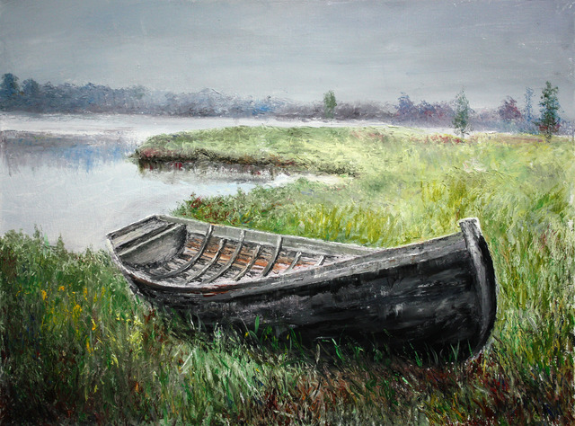 Vladimir Volosov  'Old Boat', created in 2020, Original Calligraphy.