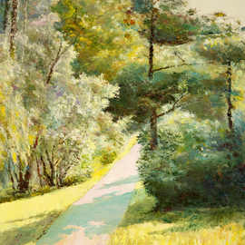 Vladimir Volosov: 'sunny avenue', 2013 Oil Painting, Landscape. Artist Description: My way to art was a lengthy one. Thirty years of strenuous scientific work on the front edge of modern physics gives me a deep knowledge of the laws of light and color that surround us, at different times of day and times of year. Only by gaining ...