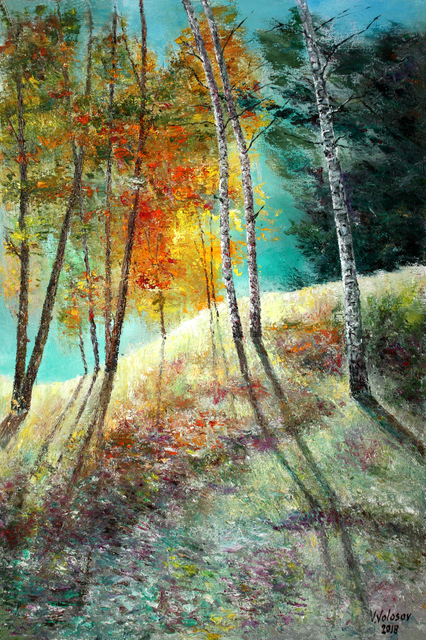 Artist Vladimir Volosov. 'Sunny Forest' Artwork Image, Created in 2018, Original Painting Oil. #art #artist