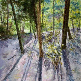 Vladimir Volosov: 'sunny forest', 2022 Oil Painting, Landscape. Artist Description:      This artwork is an original unique terxtured oil painting on canvas on a wooden frame, painted using a palette knife. Original artistaEURtms style aEUR