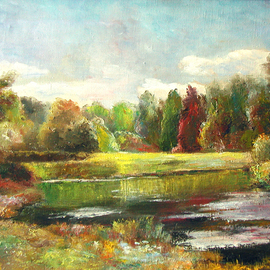 Vladimir Volosov: 'sunny glade', 1993 Oil Painting, Landscape. Artist Description: Volosov Vladimir is an experienced Russian painter based in Boston. After an accomplished career at the forefront of modern physics - as a PhD scientist and professor, he turned to visual arts after years of strenuous study of the earth s fragility, which led to his realisation of the ...
