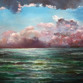 Vladimir Volosov: 'thunderstomn over the ocean', 1999 Oil Painting, Marine. Artist Description: The captivating combination of artistic techniques adopted by Volosov provokes deep intrigue and curiosity in the spectator,This is a cloud and ocean landscape scene in natural colors. ...