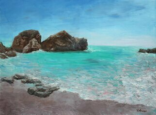 Vladimir Volosov: 'turquoise bermuda waters', 2023 Oil Painting, Marine. Vladimir Volosov is an  established American artist with international exposure.After an accomplished career at the forefront of modern physics - as a PhD scientist and professor, he turned to visual arts after years of strenuous study of the earths fragility, which led to his realisation of the sacredness of its ...