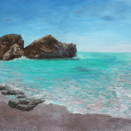 Vladimir Volosov: 'turquoise water of bermuda', 2023 Oil Painting, Marine. Artist Description: The author s style is lyrical realism impressionism.  It is Textured and multilayered painting.  Made with Oil on canvas. There is no doubt that visual art is a powerful medium. It has the ability to inspire and to move us deeply  For me, the process of creating a ...