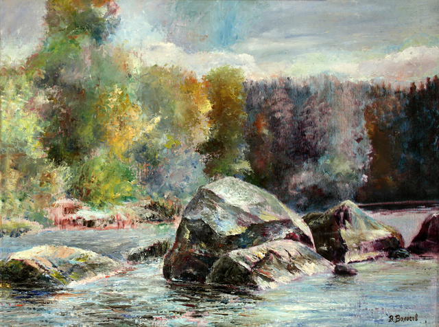 Artist Vladimir Volosov. 'Water And Stones' Artwork Image, Created in 2002, Original Painting Oil. #art #artist
