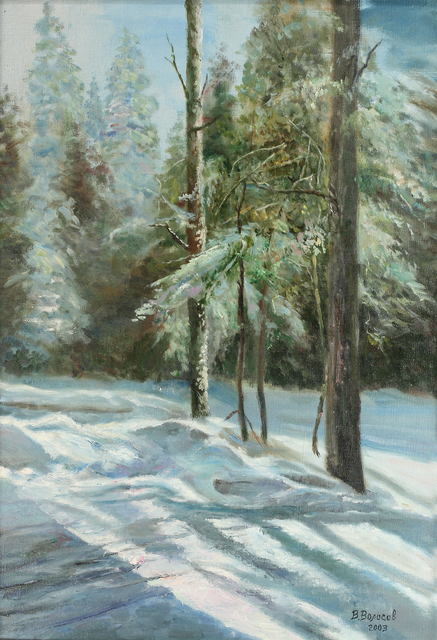 Artist Vladimir Volosov. 'Winter Forest' Artwork Image, Created in 2003, Original Painting Oil. #art #artist
