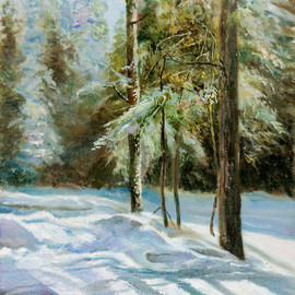 Vladimir Volosov: 'winter forest', 2003 Oil Painting, Landscape. Artist Description:        There is no doubt that visual art is a powerful medium. It has the ability to inspire and to move us deeply.When I create my piece, I wish to convey the emotions I feel for the scene or objects to the viewer. I want the viewer to ...