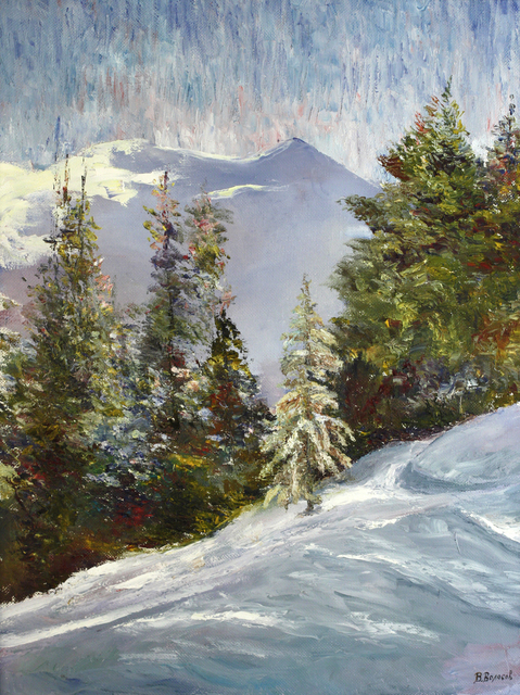 Artist Vladimir Volosov. 'Winter In The Mountains' Artwork Image, Created in 2005, Original Painting Oil. #art #artist