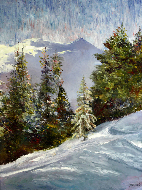 Artist Vladimir Volosov. 'Winter In The Mountains' Artwork Image, Created in 2005, Original Calligraphy. #art #artist