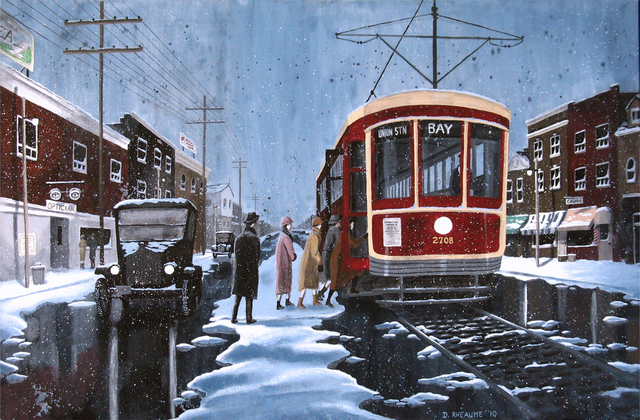 Dave Rheaume  'Boarding On St Clair', created in 2010, Original Painting Acrylic.