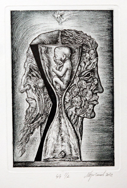 Leonid Stroganov  'Janus', created in 2009, Original Printmaking Etching - Open Edition.