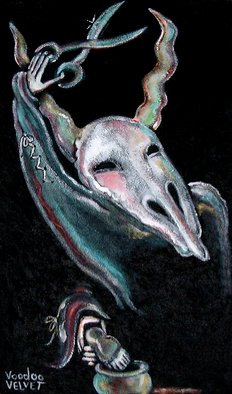 Voodoo Velvet: 'A little off the top', 2011 Acrylic Painting, Satire.     Acrylic painted on black velvet, velvet painting Come see the bizarre, the beautiful, the surreal!One of a kind original velvet paintings, created for your enjoyment.  For more information visit: www. voodoovelvet. com    ...