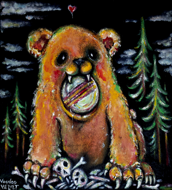Voodoo Velvet  'Bears Only Love You When They Are Playing', created in 2015, Original Painting Acrylic.
