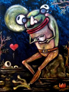 Voodoo Velvet: 'Where would we be without pants', 2015 Acrylic Painting, Fantasy.       Acrylic painted on blue velvet, Velvet painting. Come see the bizarre, the beautiful, the surreal!One of a kind original velvet paintings, created for your enjoyment.  For more information visit: www. voodoovelvet. com            ...
