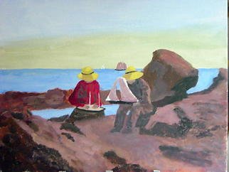 Vincent Sferrino: 'Preparing To Launch', 2013 Acrylic Painting, Sailing.   Boys preparing their vessels. Acrylic on Canvas  ...