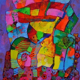 Vyara Tichkova: 'At home', 2017 Oil Painting, Animals. Artist Description: vyara tichkova, oil, canvas, painting, animal, cat, klimt, window, porto, lisboa, portugal, colorfull, ...