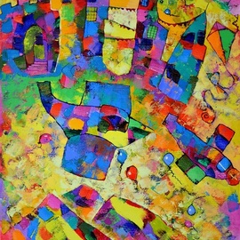Vyara Tichkova: 'festivities', 2017 Oil Painting, Airplanes. Artist Description: vyara tichkova, oil, canvas, painting, festivities, airplanes, baloons, mountain, city, town, plaza, architecture, houses, colorfull...