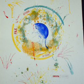 Randall Fox Artwork A recycled Memory Mono Print in 5 Colors, 2008 Watercolor, Mandala
