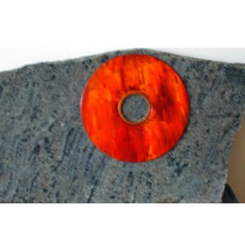 Randall Fox: 'Recycled Memory of Justice Rising', 1995 Stone Sculpture, Biblical. Artist Description:  Private Collection Redwood City, California ( collection T. S. ) Marble, 4. 5 inch Aluminium computer Memory Disc and oil paint. Wood base. Made 1995 / Mounted and titled in 2009...