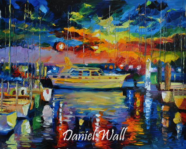 Daniel Wall  'Harbor Daybreak', created in 2015, Original Printmaking Giclee.