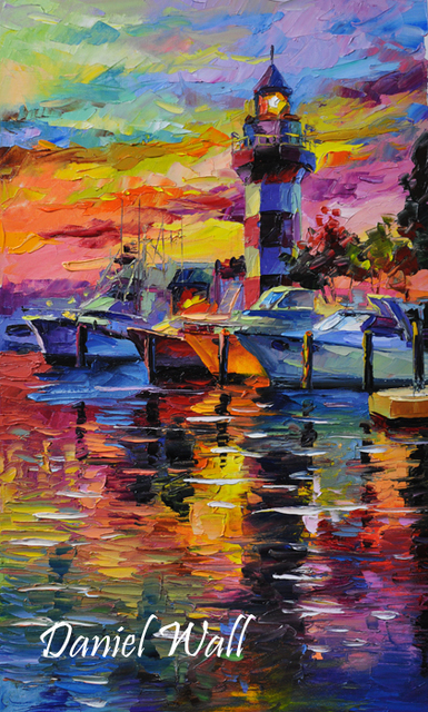 Artist Daniel Wall. 'Harbour Town At Sunset' Artwork Image, Created in 2015, Original Printmaking Giclee. #art #artist