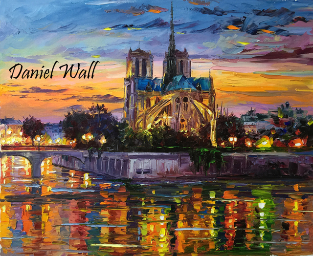 Artist Daniel Wall. 'Merry Christmas Notre Dame' Artwork Image, Created in 2015, Original Printmaking Giclee. #art #artist
