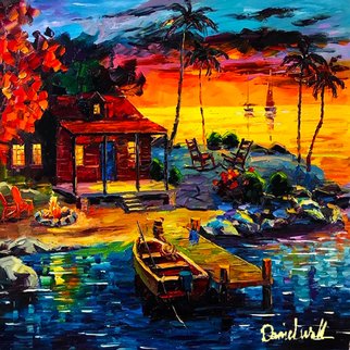 Daniel Wall: 'beautiful life', 2019 Oil Painting, Landscape. Vacation Cabin...