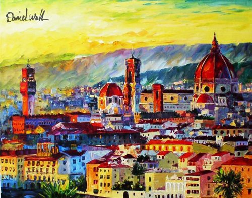Daniel Wall: 'florence sunset', 2020 Oil Painting, Landscape. Florence Sunset, Italy, Florence, Venice...
