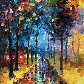 Daniel Wall: 'rainy night', 2016 Oil Painting, Landscape. 