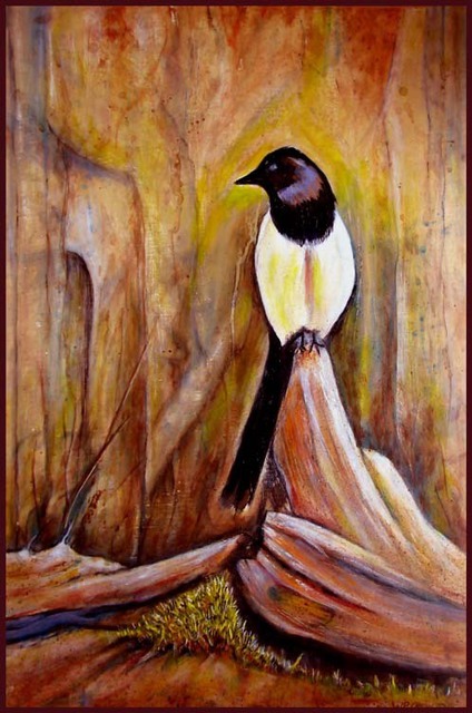 Artist Walter Crew. 'Idaho Magpie' Artwork Image, Created in 2011, Original Painting Acrylic. #art #artist